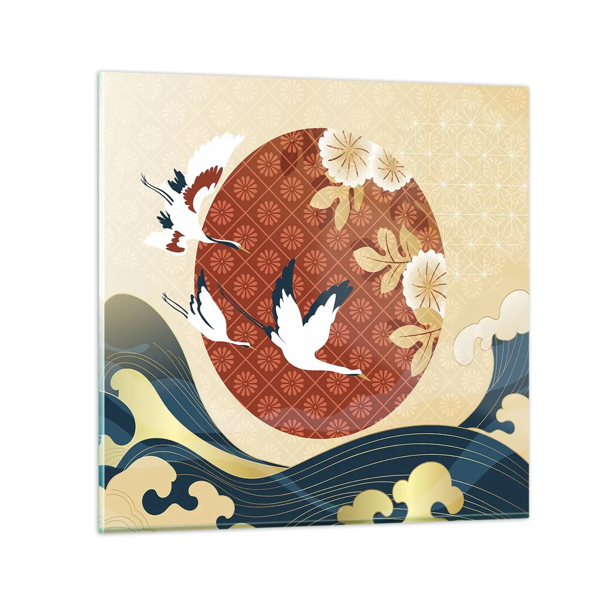 Glastavla - Bild på glas - Japansk saga - 40x40 cm