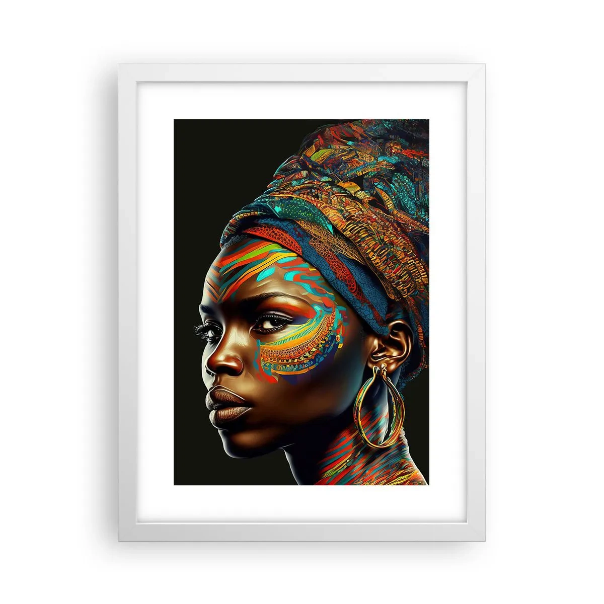 Affisch i vit ram - Afrikansk drottning - 30x40 cm