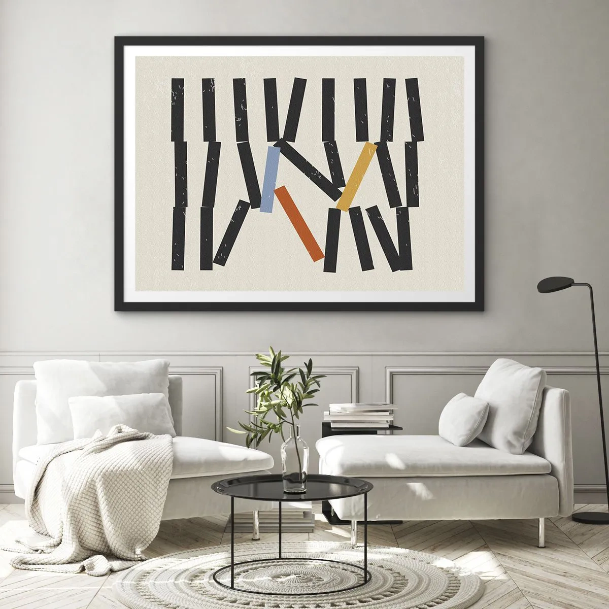 Affisch i svart ram - Domino - komposition - 70x50 cm