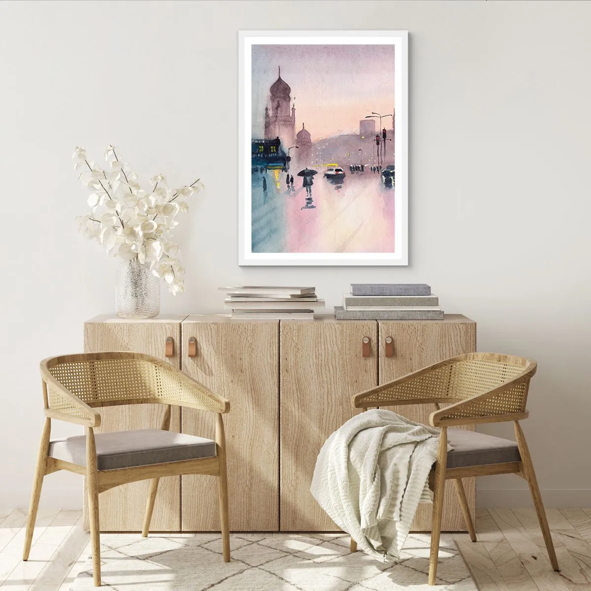 Affisch i vit ram - I regnig dimma - 70x100 cm