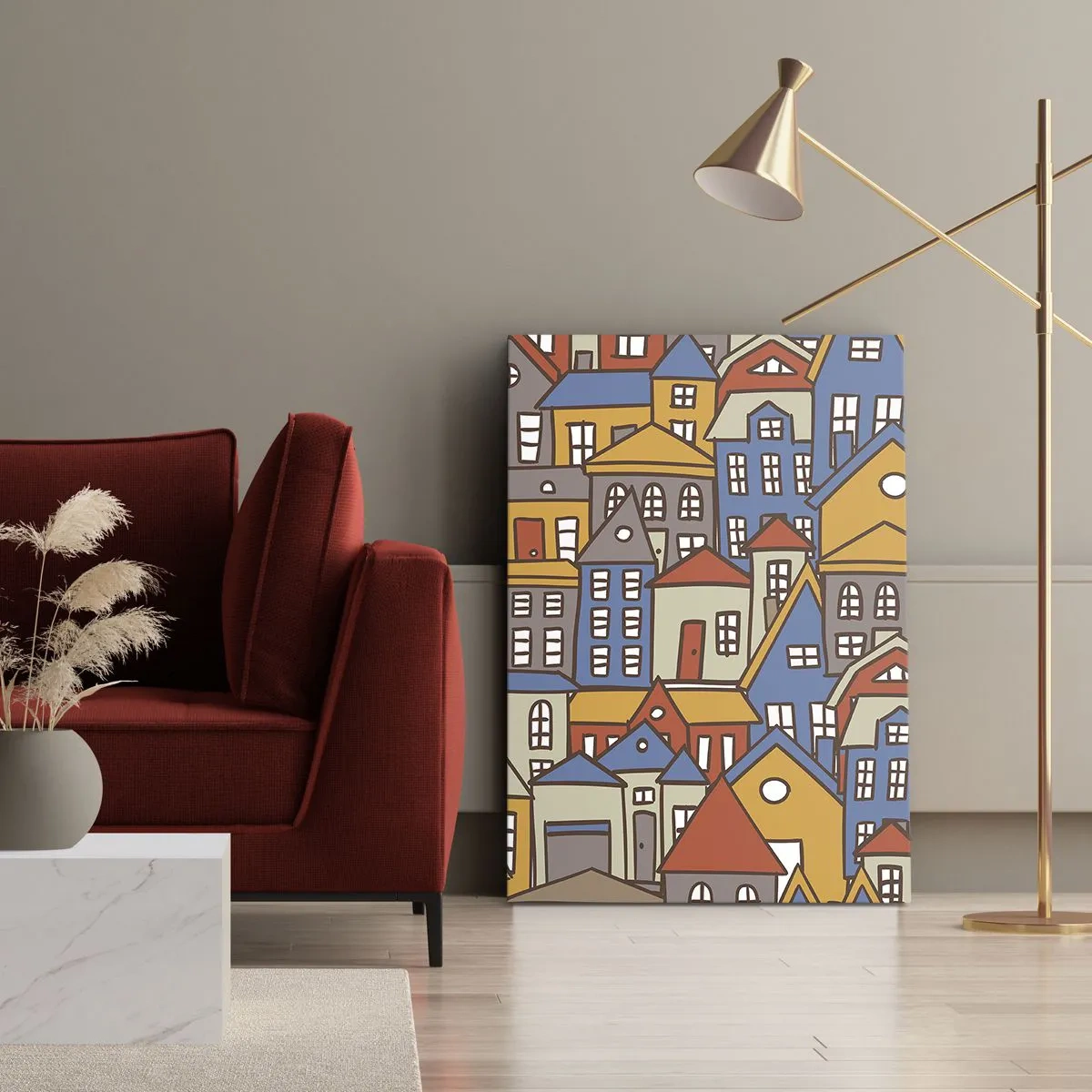 Canvastavla - Bild på duk - Hus bakom hus - 50x70 cm