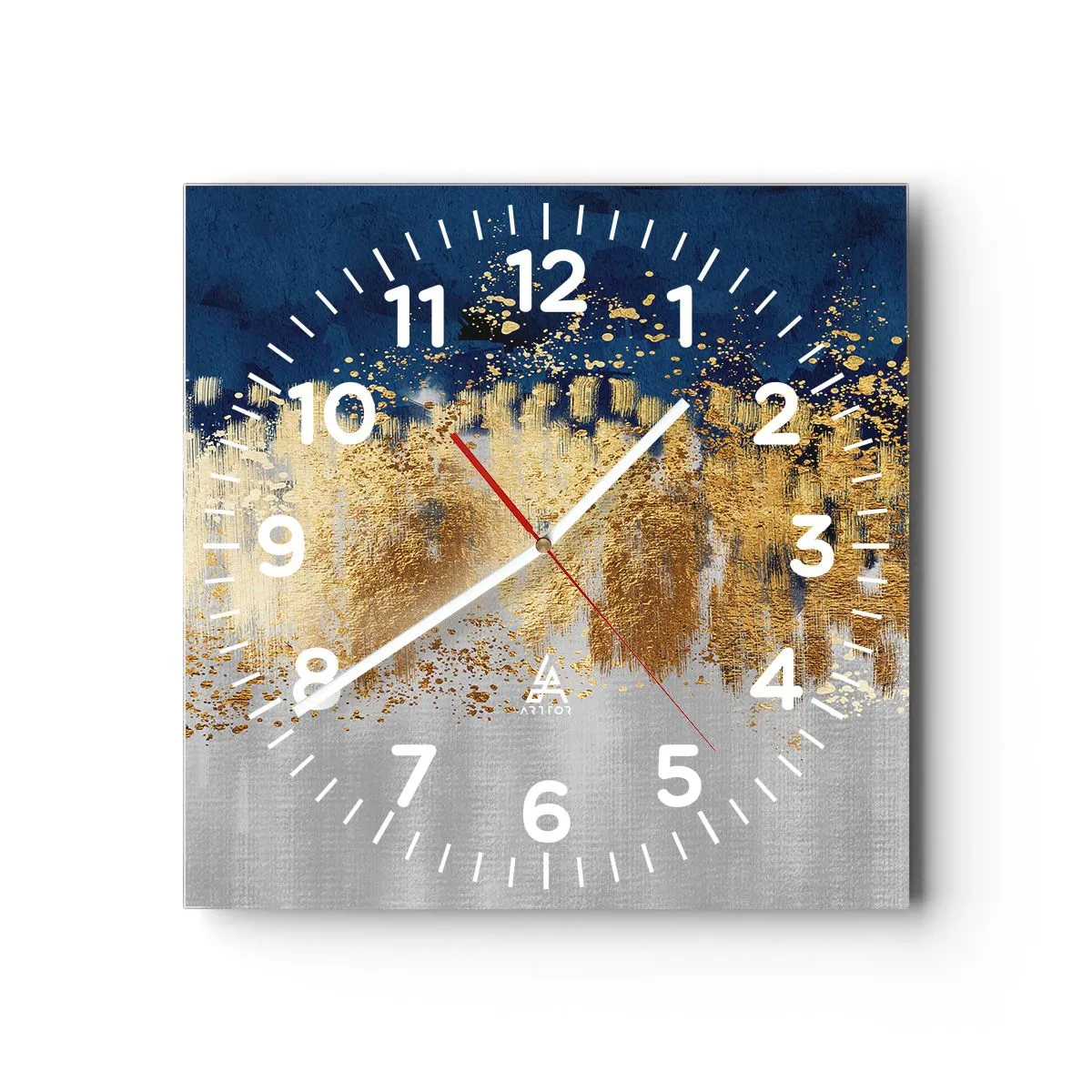 Väggklocka - Klocka på glas - Modern komposition med blixt - 30x30 cm