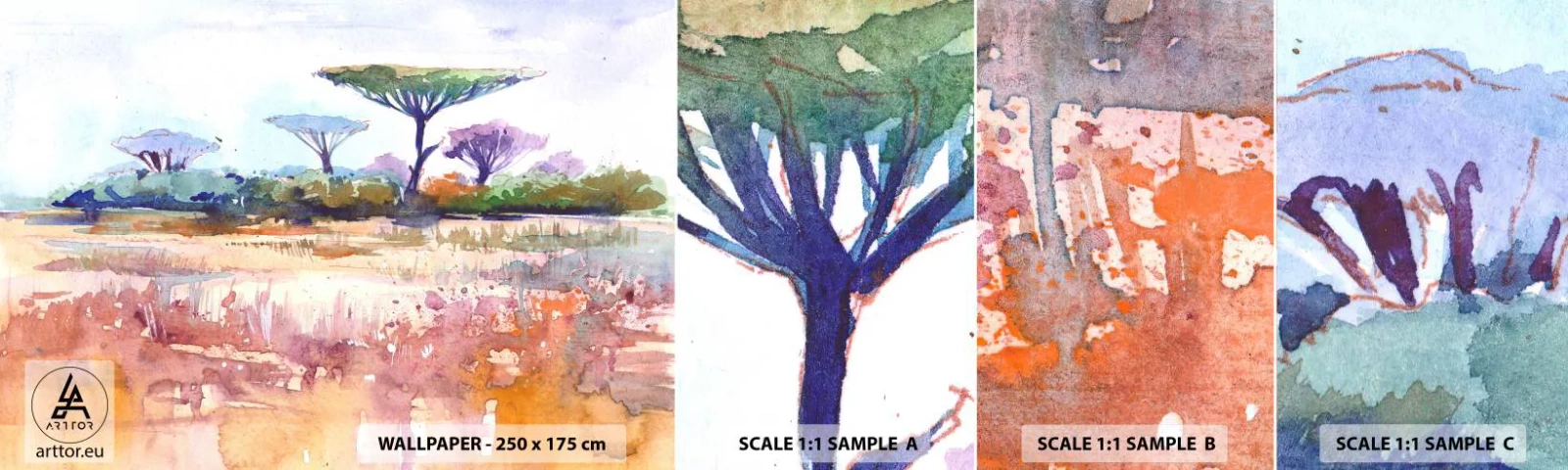 Fototapet Prov Standard Eco - Savannens färg - Landskap, Savann, Afrika - 100x30 cm