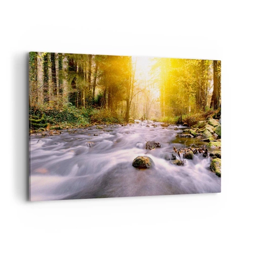 Canvastavla - Bild på duk - Malakit i silver-guld infattning - 120x80 cm