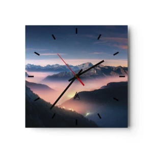 Väggklocka - Klocka på glas - Ljus i dalarna - 40x40 cm