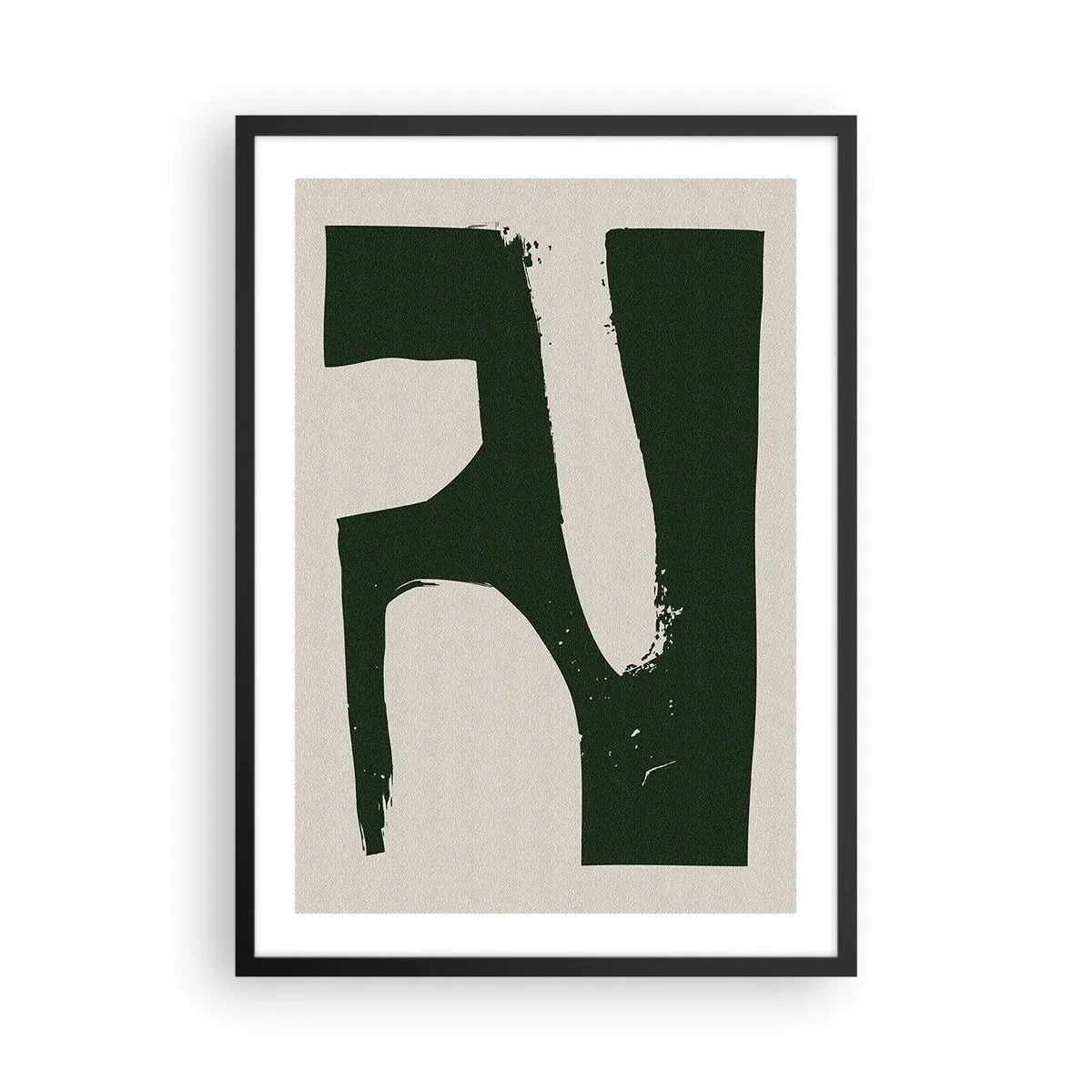 Affisch i svart ram - Minimalistisk abstraktion i grönt och beige - 50x70cm - Vikar av vitt - Modern väggdekoration för vardagsrum och sovrum ARTTOR