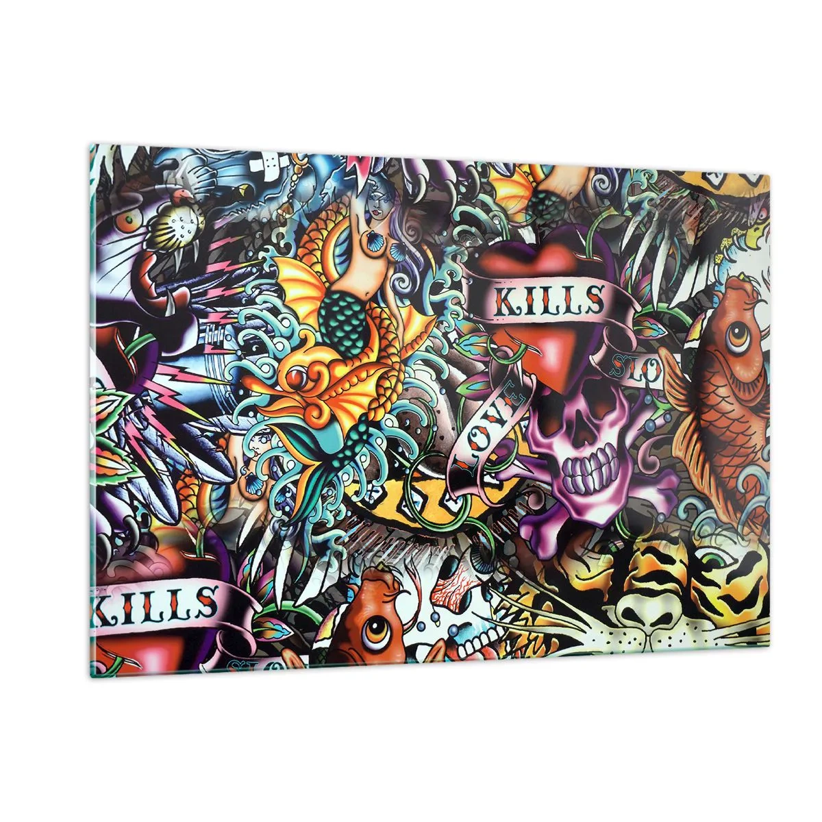 Glastavla - Bild på glas - Tatuerarens dröm - 120x80 cm