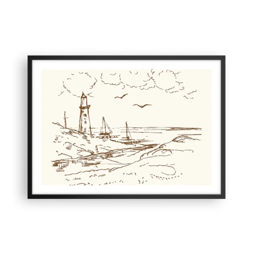 Affisch i svart ram - Sommarminnets kontur - 70x50 cm