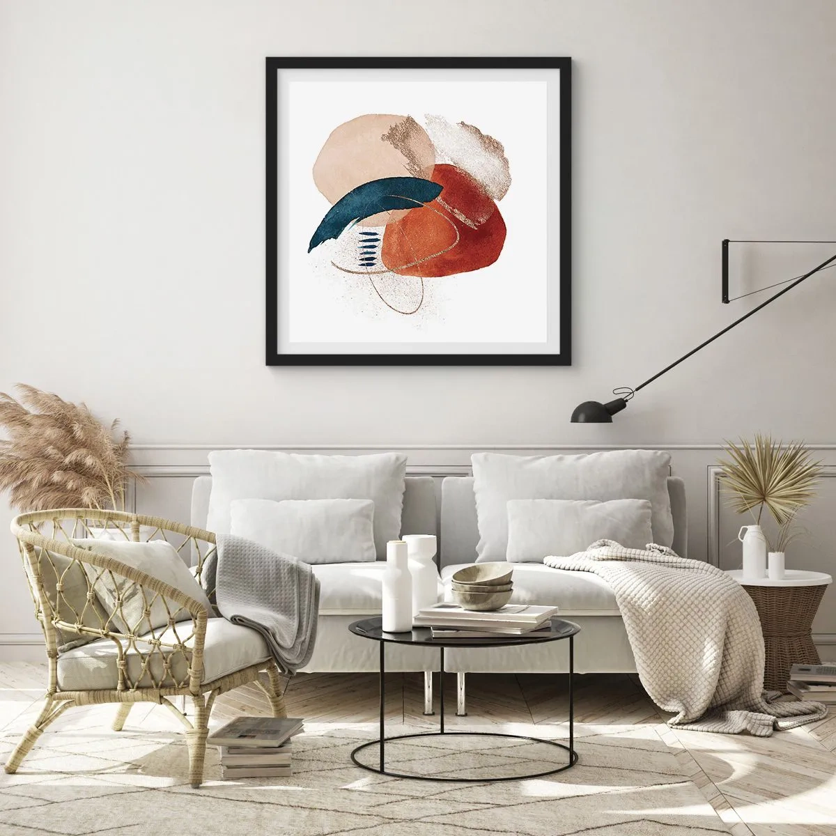 Affisch i svart ram - Oval komposition - 40x40 cm