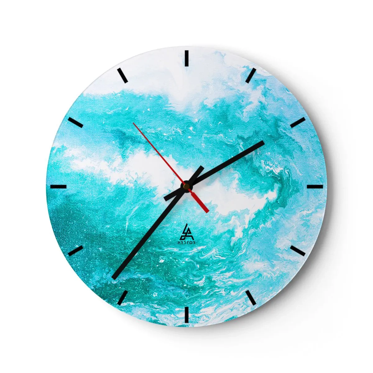 Väggklocka - Klocka på glas - I elementets kärna - 40x40 cm