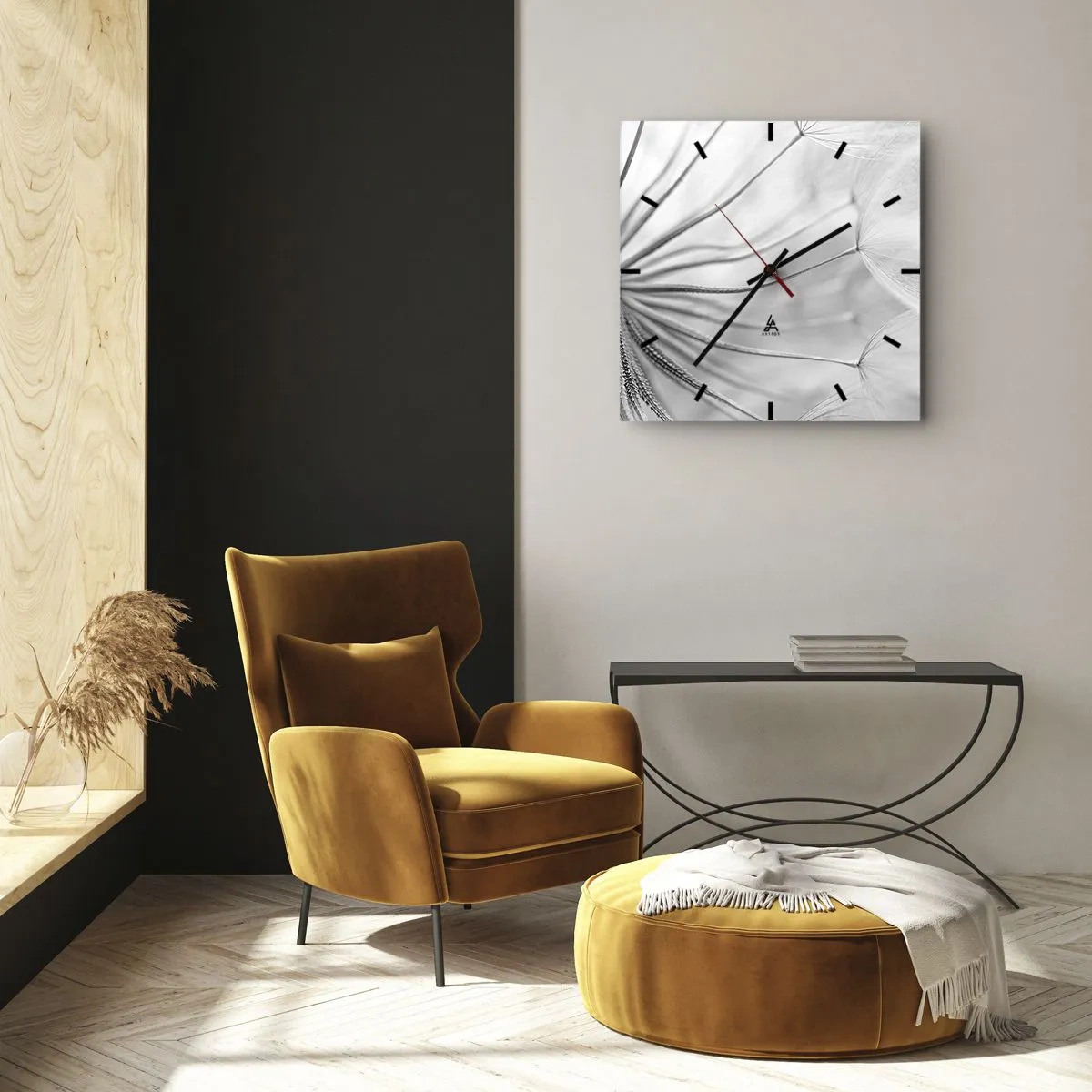 Väggklocka - Klocka på glas - Blåsande, flygande drakar - 40x40 cm