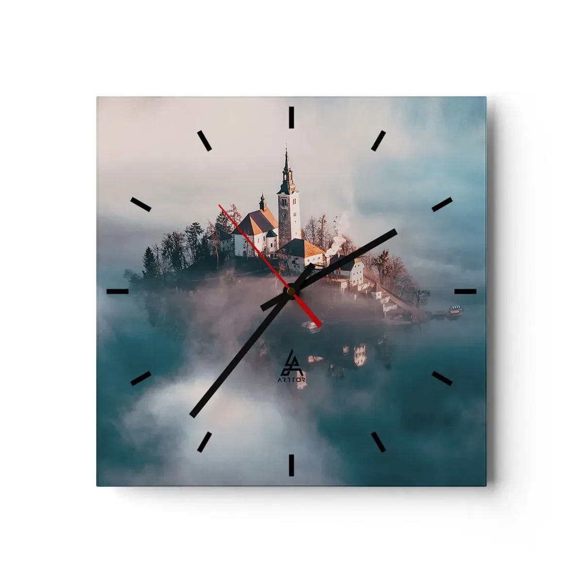 Väggklocka - Klocka på glas - Drömö - 30x30 cm