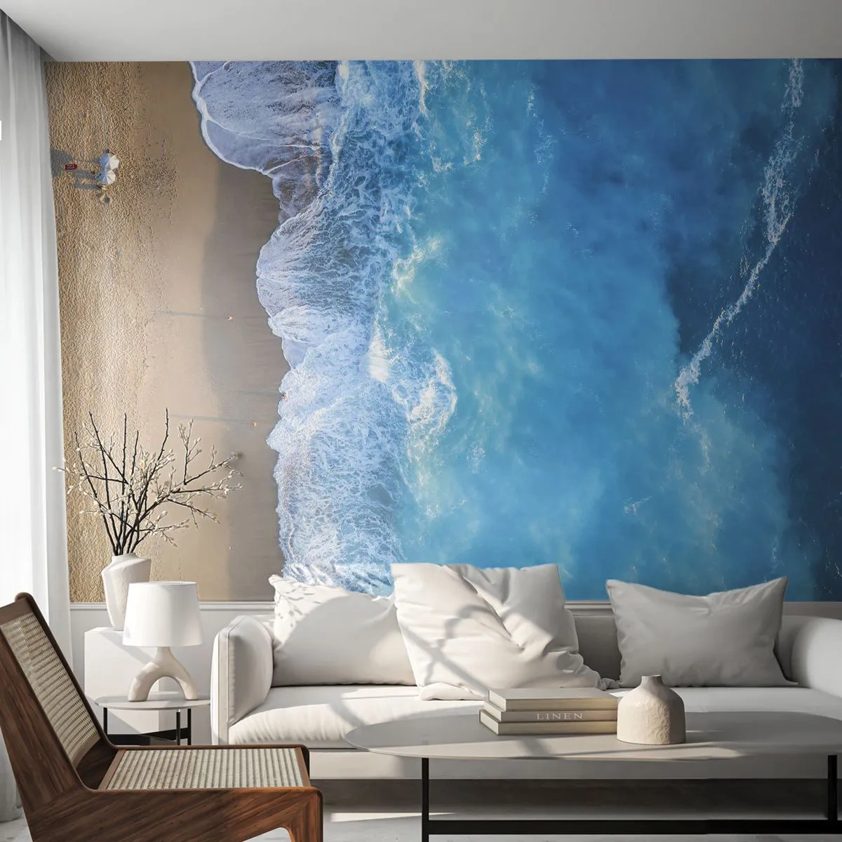Fototapet Premium Sand - Blå styrka - Landskap, Strand, Hav - 100x70 cm