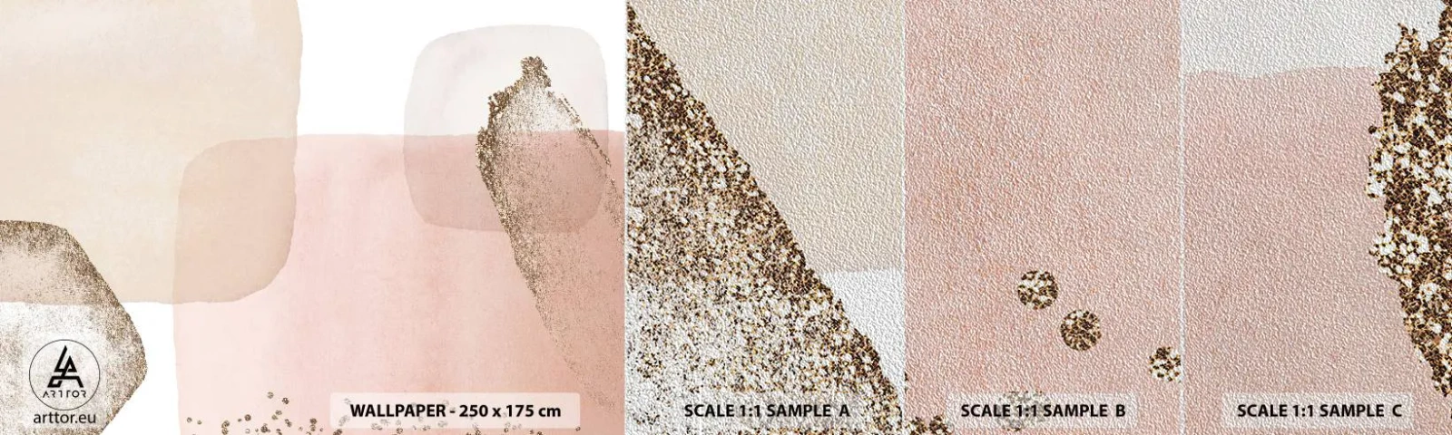 Provbit av fototapet Premium Sand - Titta genom färgen - Abstraktion, Bit, Modernt mönster - 100x30 cm