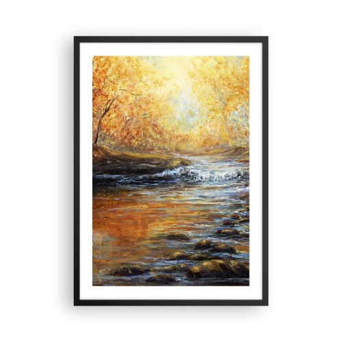 Affisch i svart ram - En höstbäck omgiven av gyllene träd - 50x70cm - Gyllene bäck - Modern väggdekoration för vardagsrum och sovrum ARTTOR