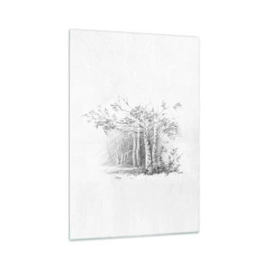 Glastavla - Bild på glas - Björkskogens ljus - 70x100 cm