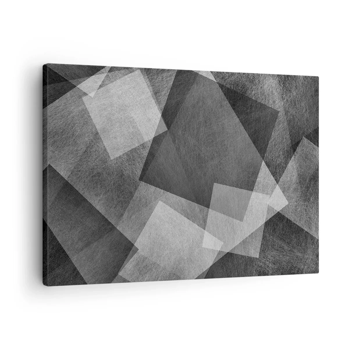 Canvastavla - Bild på duk - Svartvit abstraktion med geometriska former - 70x50cm - Den eviga symbolen för hållbarhet och ordning - Modern väggdekoration för vardagsrum och sovrum ARTTOR