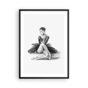 Affisch i svart ram - Skiss av en ballerina som sitter i vila - 50x70cm - Förtrollad av dansen - Modern väggdekoration för vardagsrum och sovrum ARTTOR
