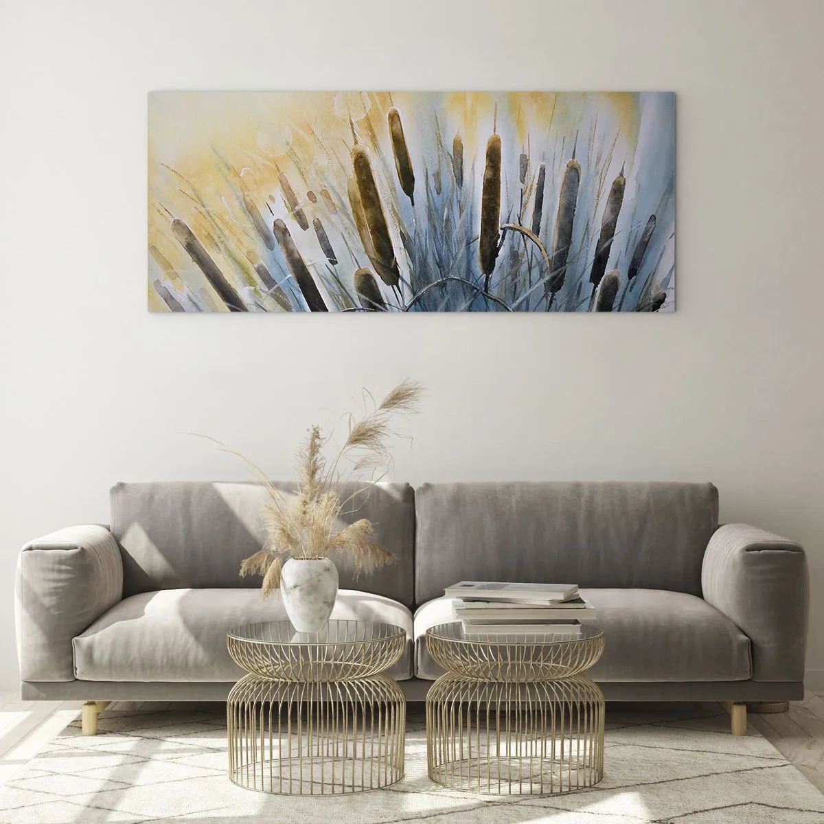 Glastavla - Bild på glas - Vattnets kyla, solens hetta - 100x40 cm