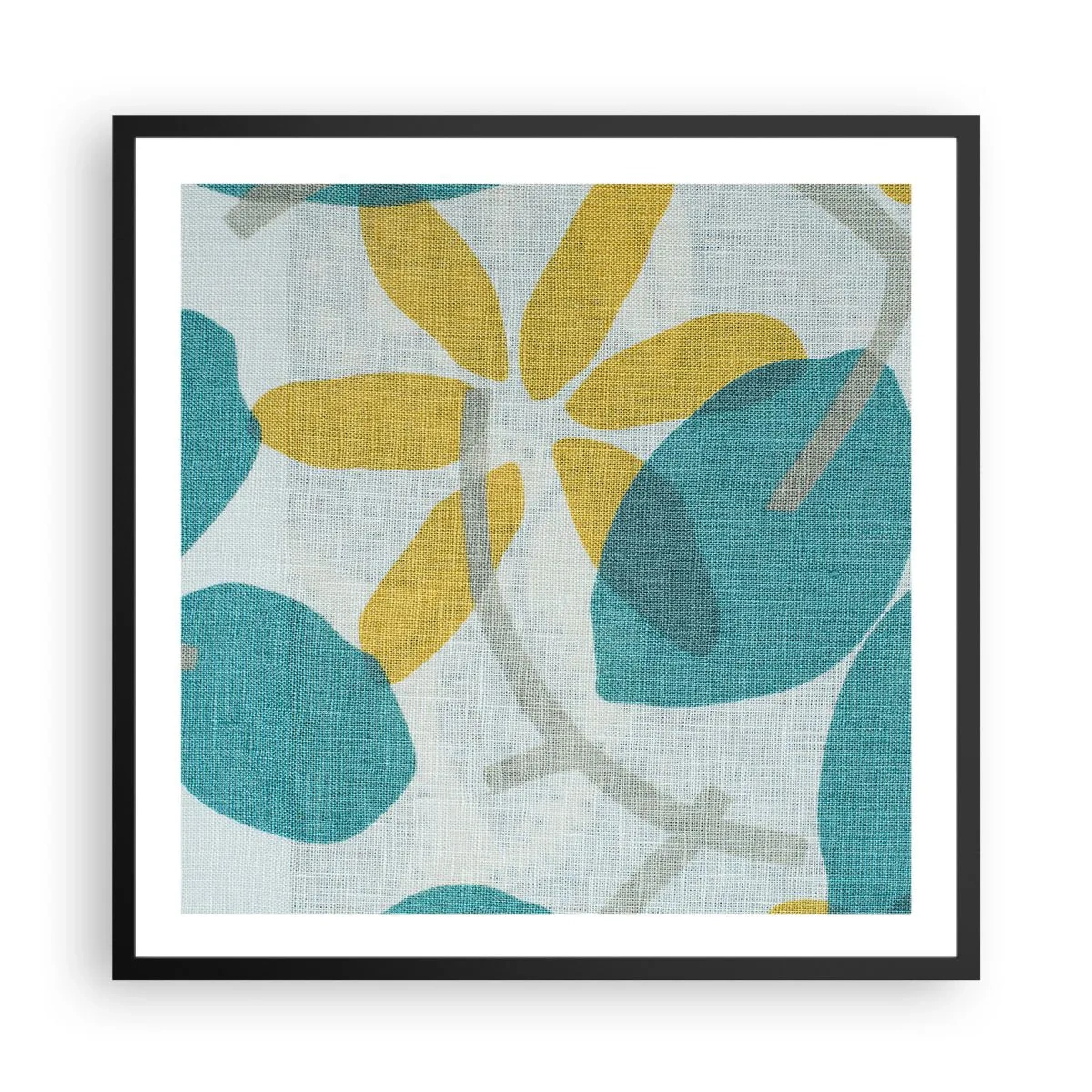 Affisch i svart ram - Bland azurblå blad - 60x60 cm