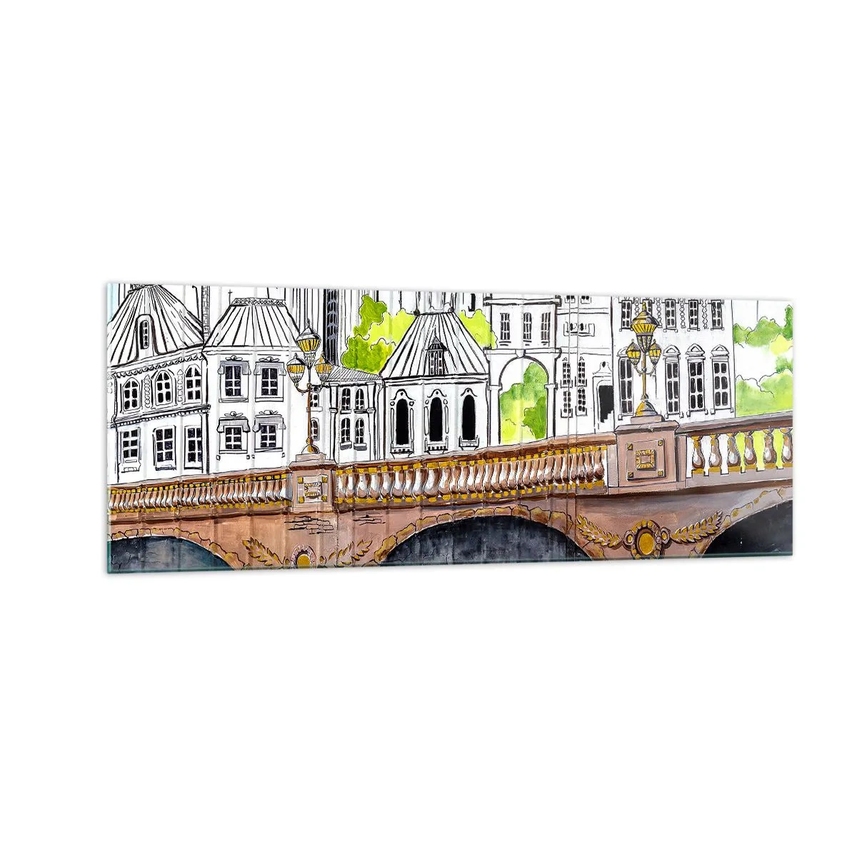 Glastavla - Bild på glas - Stad som målad - 140x50 cm