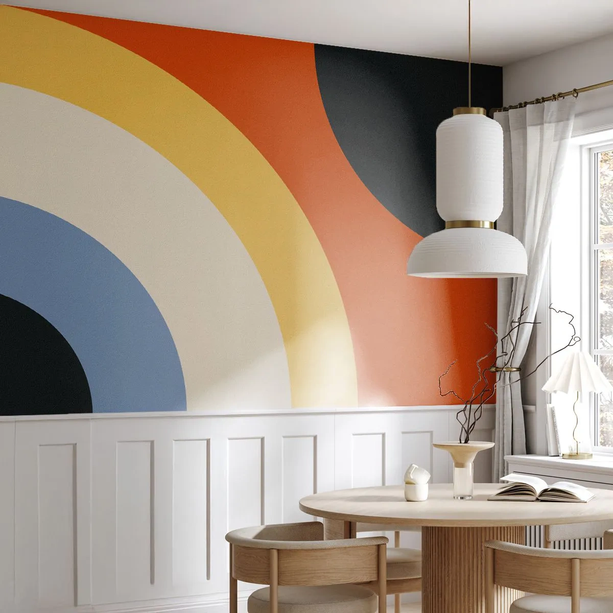 Fototapet Premium Canvas - Mot varandra - Abstraktion, Bit, Modern konst - 300x210 cm