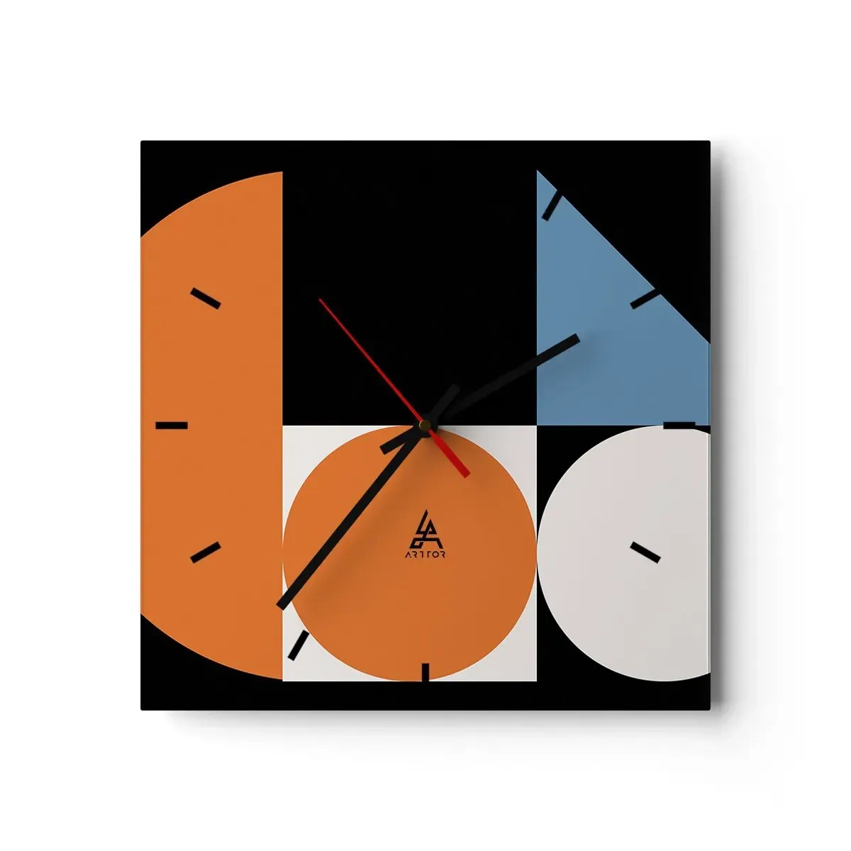 Väggklocka - Klocka på glas - Geometriska figurer - 30x30 cm