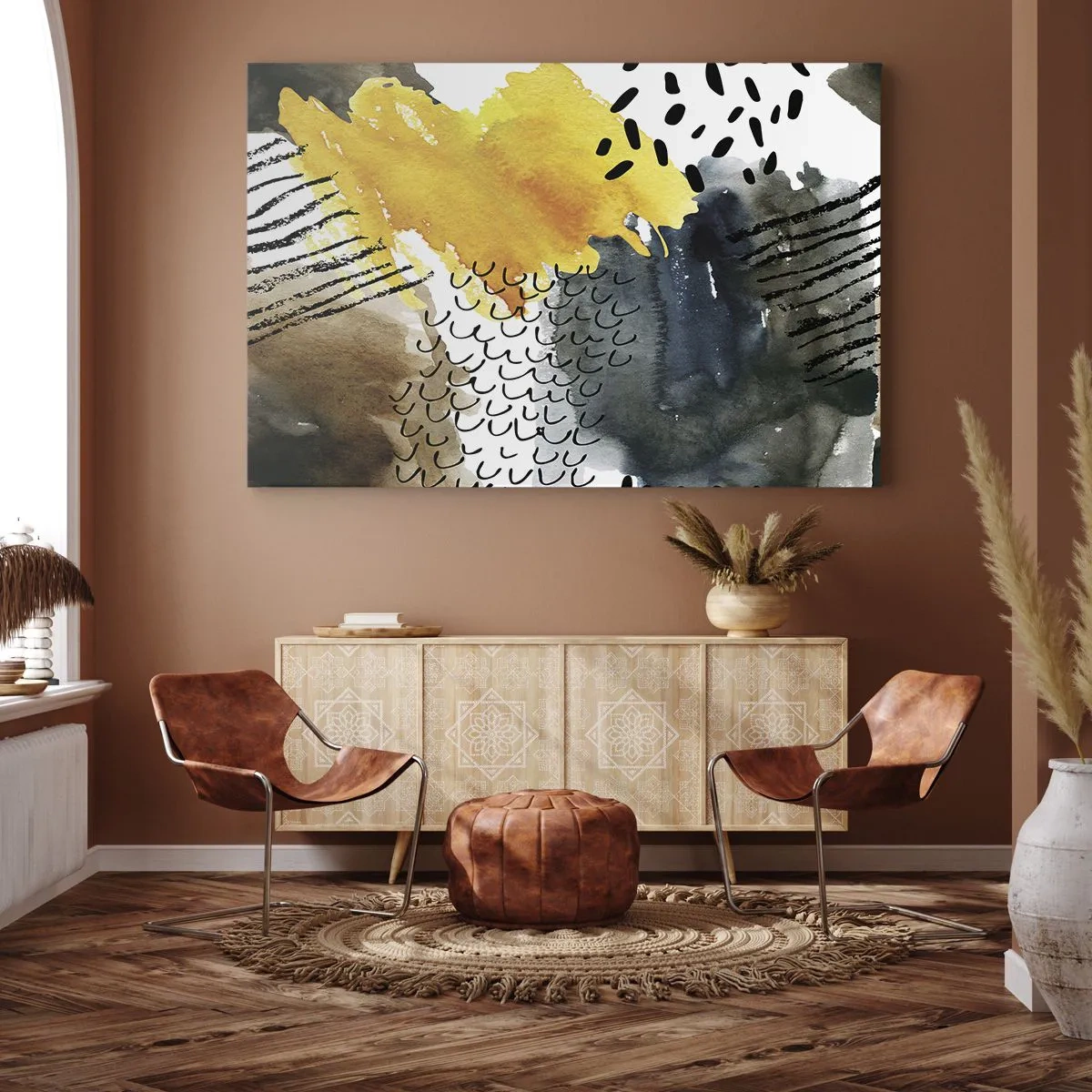 Canvastavla - Bild på duk - Elementens möte - 100x70 cm