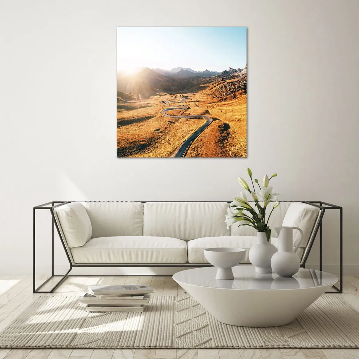 Glastavla - Bild på glas - I gulddalen - 70x70 cm