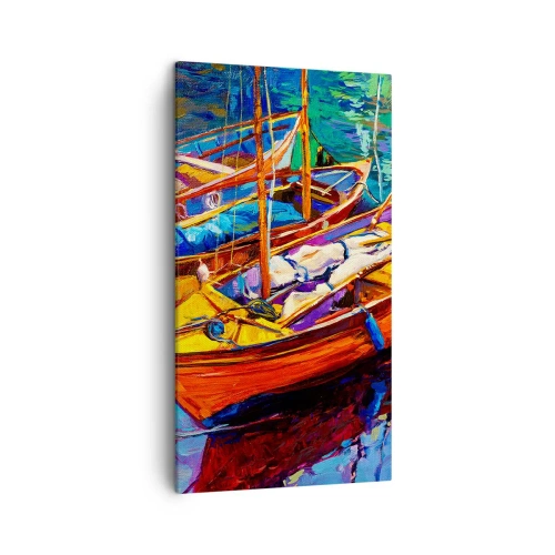 Canvastavla - Bild på duk - På ett färgtjockt vatten - 45x80 cm