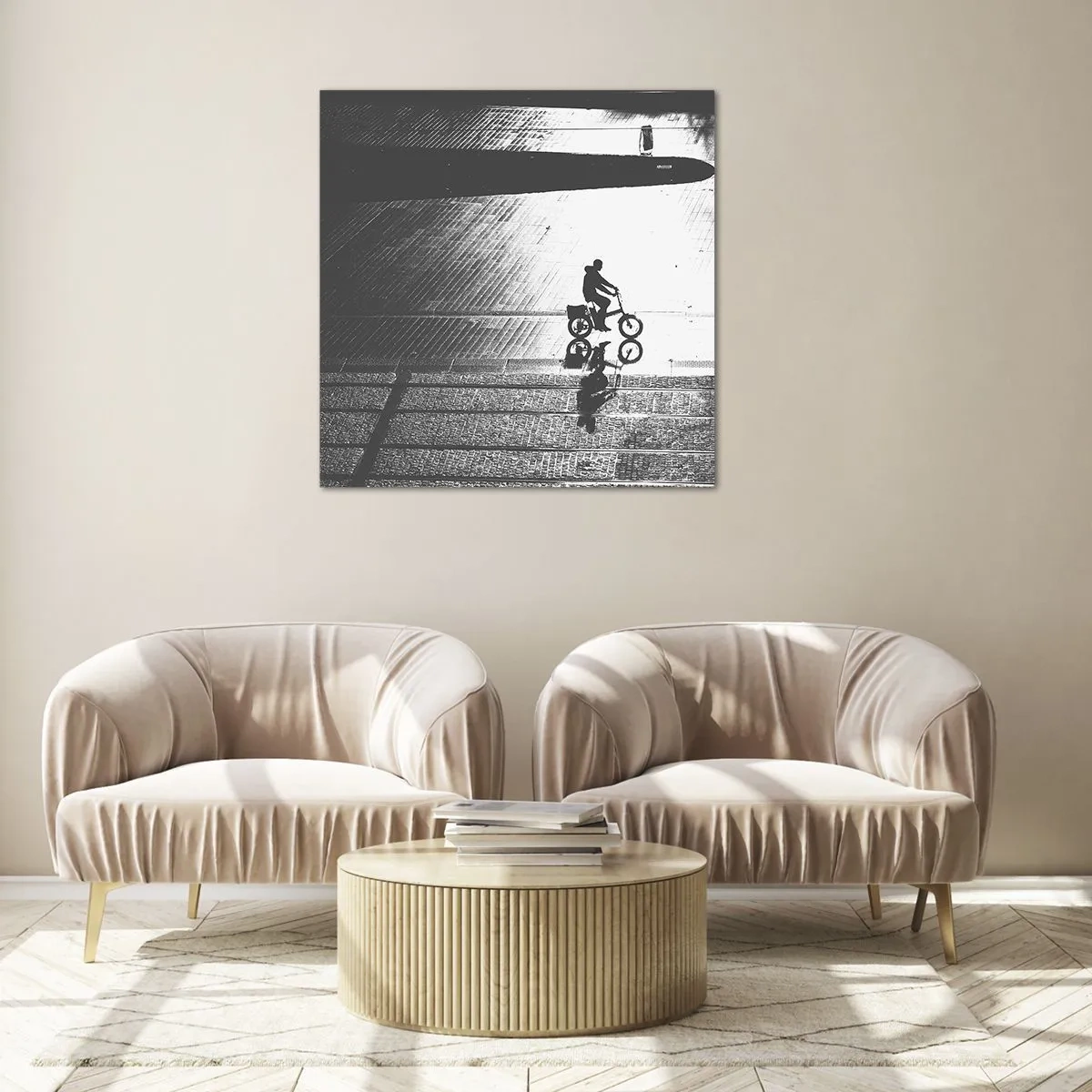 Glastavla - Bild på glas - Rakt fram genom staden - 50x50 cm