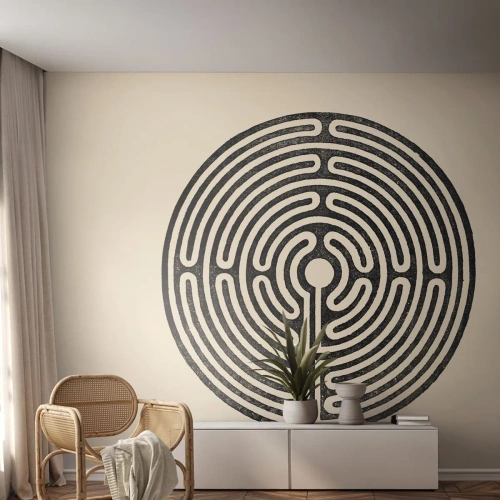 Fototapet på mått Självhäftande Deluxe Sticker - Mystisk ordning - Labyrint, Minimalism, Svartvitt