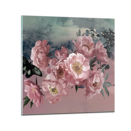 Glastavla - Bild på glas - Romantikens höjdpunkt - 70x70 cm