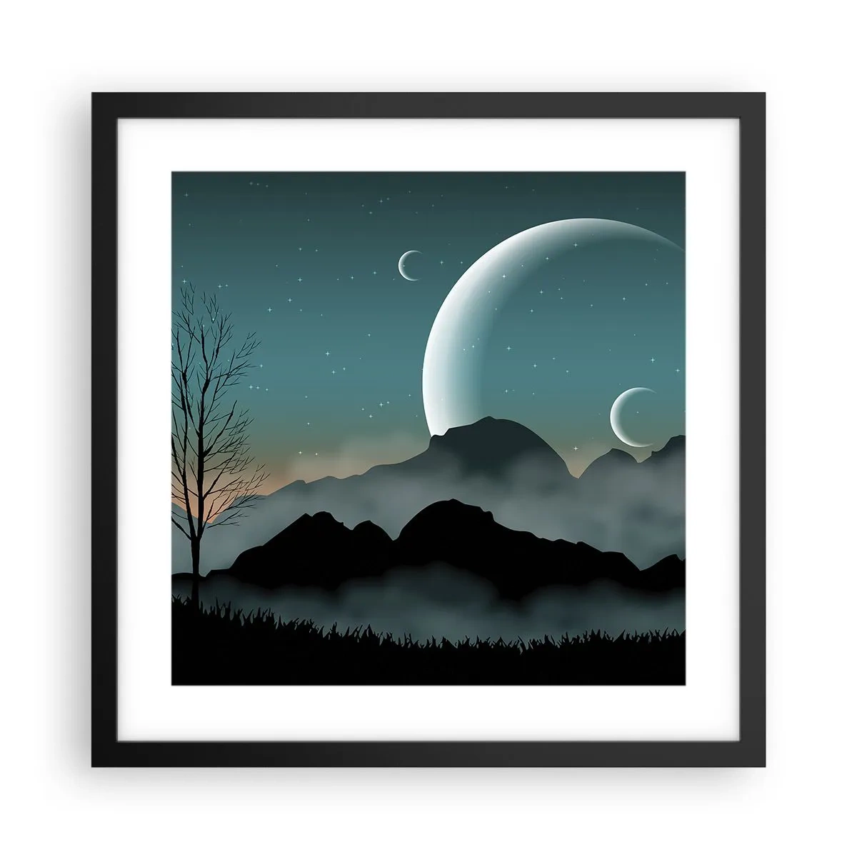 Affisch i svart ram - Stjärniga nattens karneval - 40x40 cm