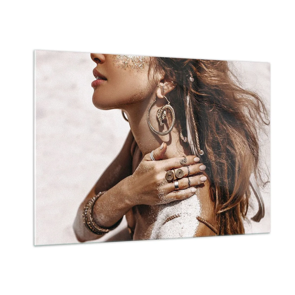 Glastavla - Bild på glas - Vilda strandens drottning - 100x70 cm