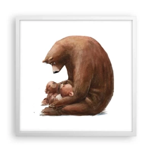 Affisch i vit ram - Söta drömmar, barn - 50x50 cm