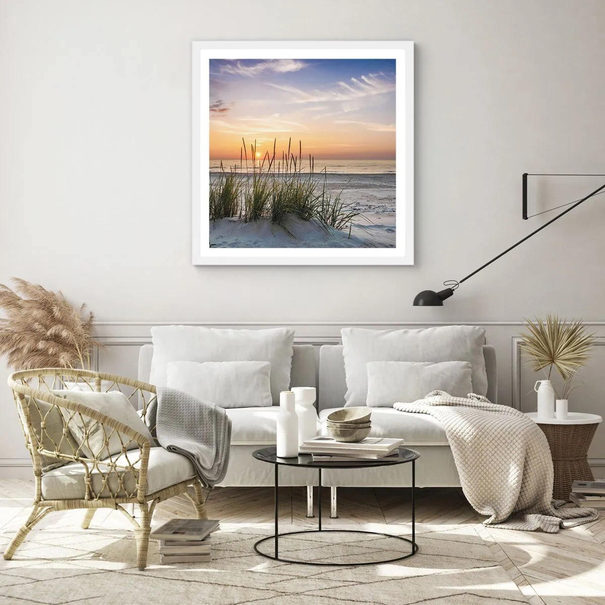 Affisch i vit ram - Titta, tänk, känn - 60x60 cm