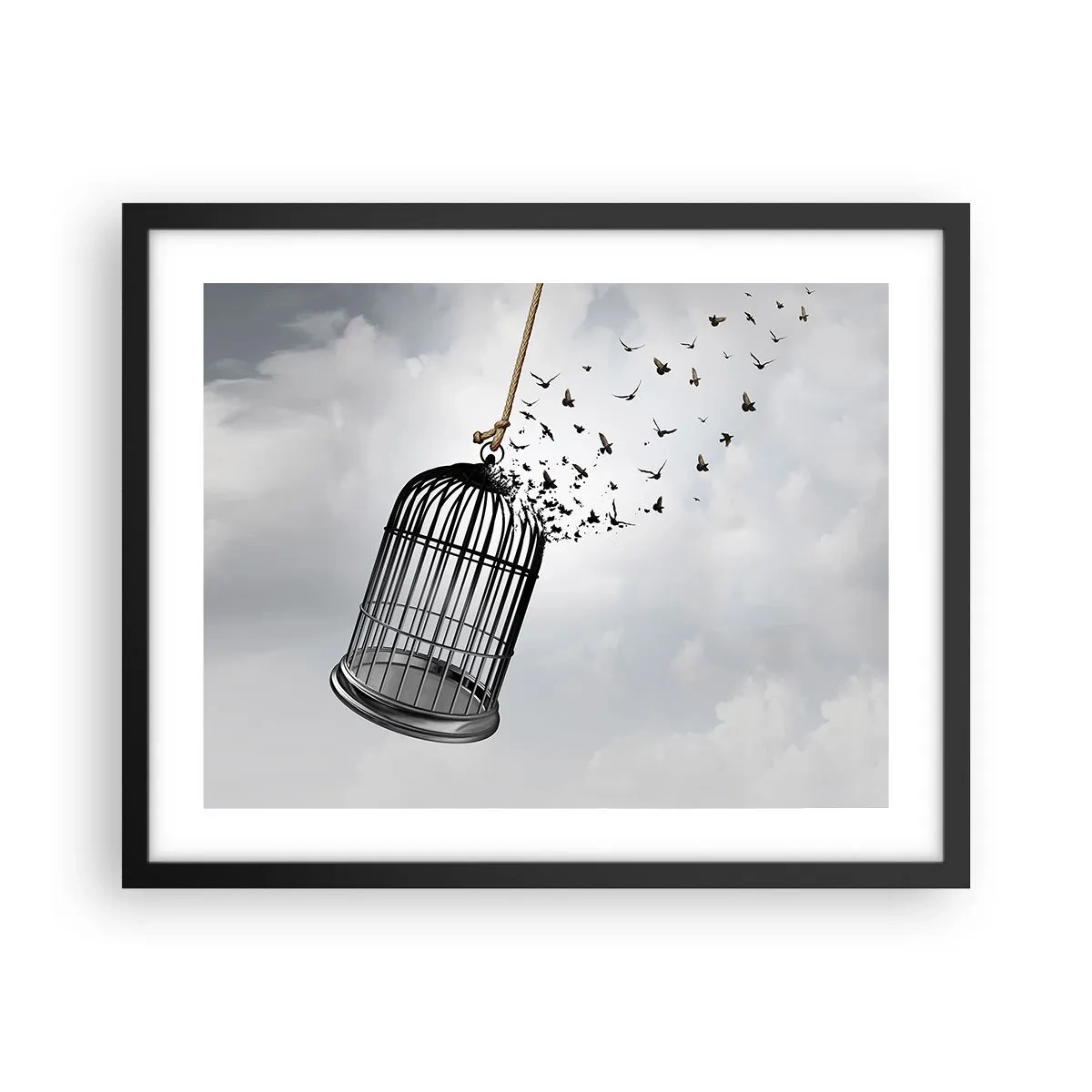 Affisch i svart ram - Tro...Hopp...Frihet! - 50x40 cm