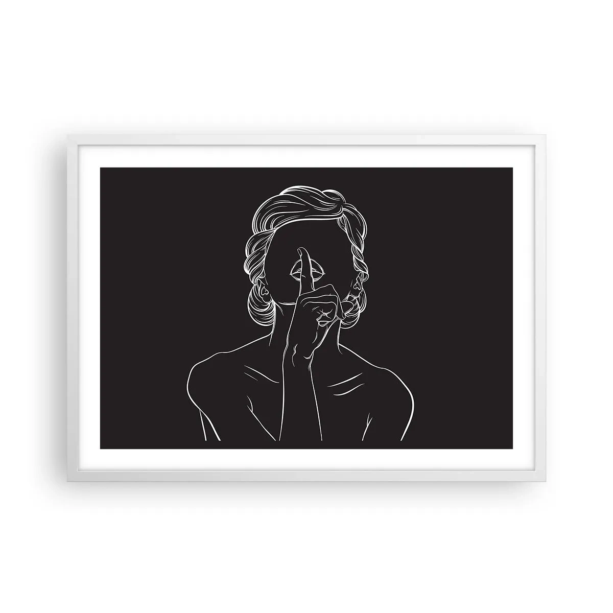 Affisch i vit ram - Skönhet blommar i tystnad - 70x50 cm