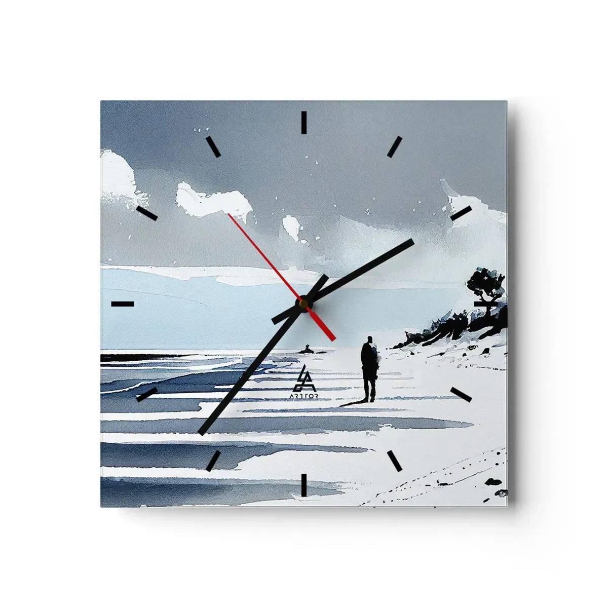 Väggklocka - Klocka på glas - Ensam - 30x30 cm