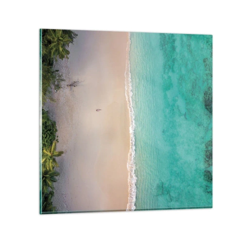 Glastavla - Bild på glas - En strand i paradiset - 30x30 cm