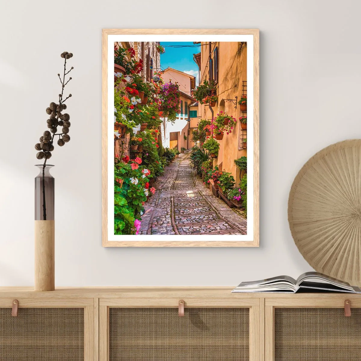 Affisch i ram av ljusek - Italiensk gränd - 30x40 cm