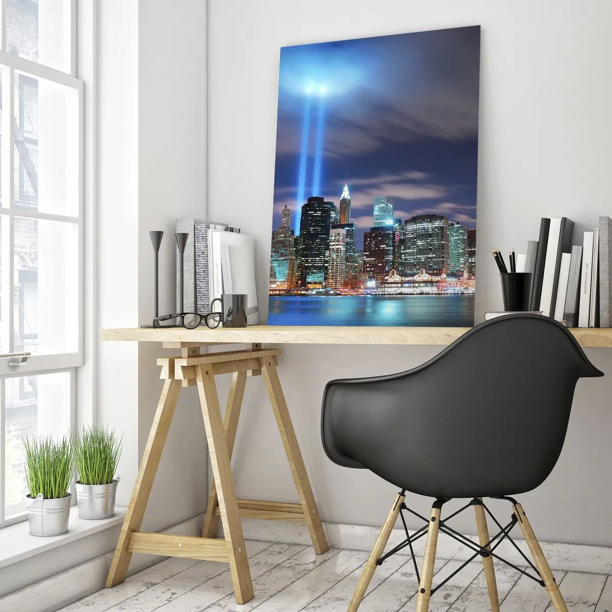 Glastavla - Bild på glas - Nå himlen med ljuset - 50x70 cm