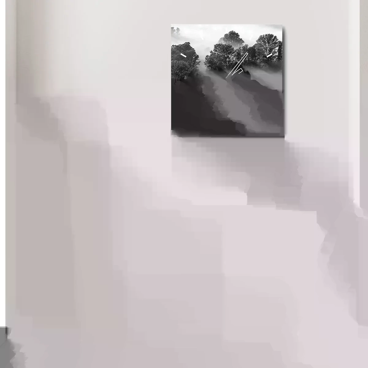 Väggklocka - Klocka på glas - Stiger ur sömnen - 40x40 cm