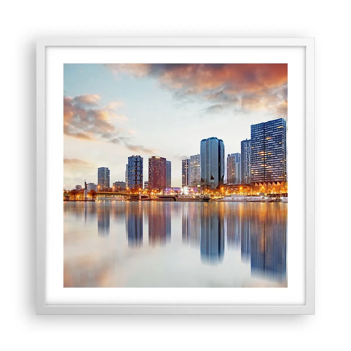 Affisch i vit ram - Paris monumentala lugn - 50x50 cm