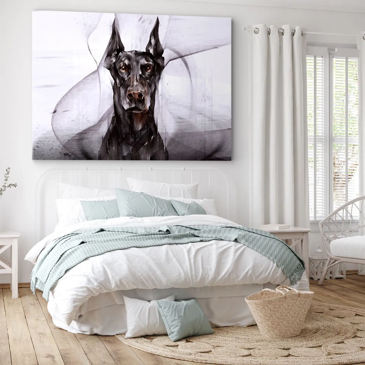Canvastavla - Bild på duk - Abstrakt porträtt av en hund i ett konstnärligt tillvägagångssätt - 70x50cm - Rasren - Modern väggdekoration för vardagsrum och sovrum ARTTOR