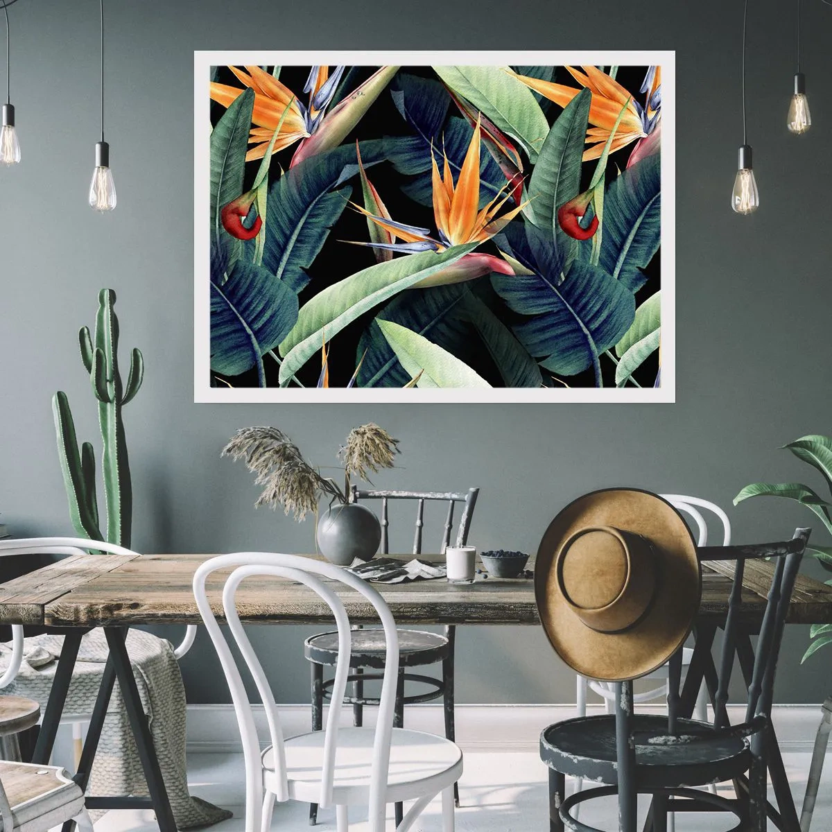Affisch - Tropikens brinnande blommor - 70x50 cm