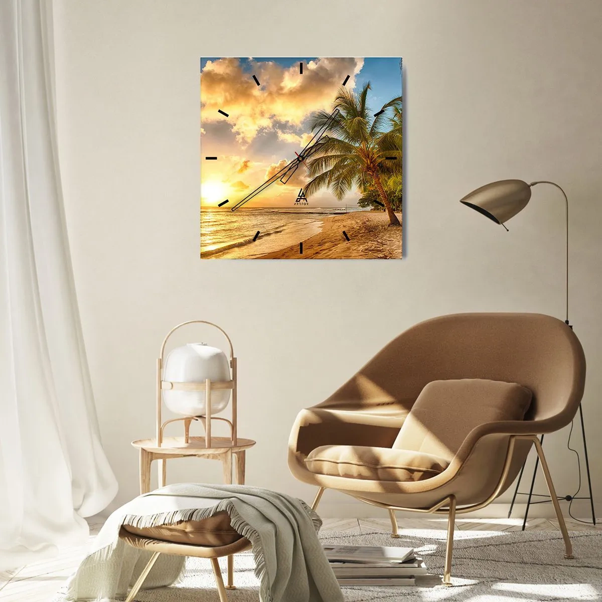 Väggklocka - Klocka på glas - Evig sommar, alltid semester - 40x40 cm