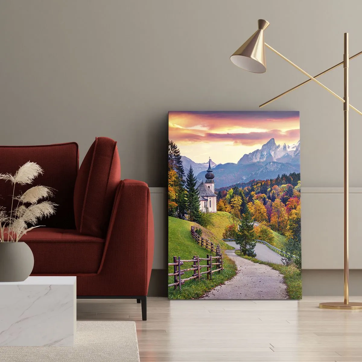 Canvastavla - Bild på duk - Landskap som en målning - 45x80 cm