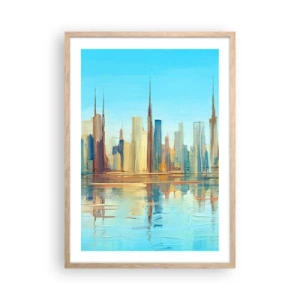 Affisch i ram av ljusek - Solig metropol - 50x70 cm